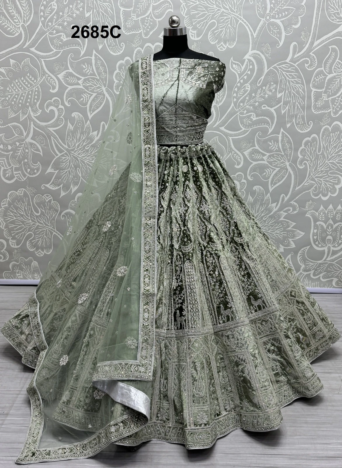 Anjani Art Designer Indian Bridal Velvet Lehenga Wholesale Catalog — Wholesale Lehenga, MPA wholesale from Surat - Gallery Image 7